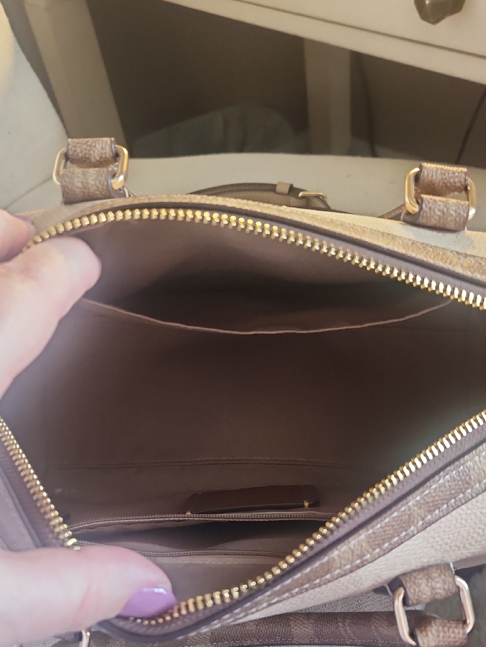 Coach Tan And Sand Rowan Satchel - Picture 4 of 4